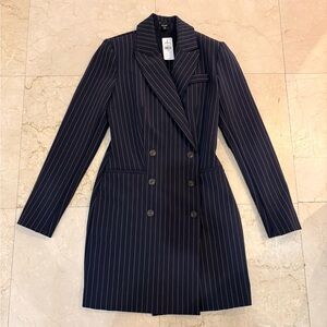 NEW Express Navy Striped Double-Breasted Blazer Dress